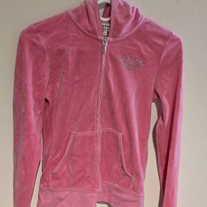 Juicy Couture Pink Kids Zip-Up Hoodie with Crown Embellishment